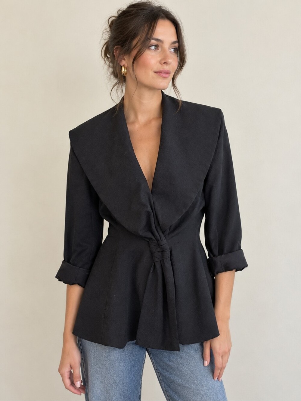 VINTAGE classic wide lapel blazer - size 12